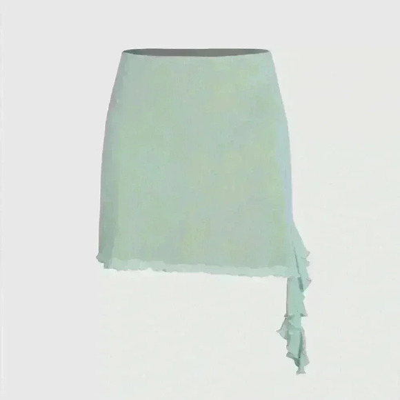 CIDER RUFFLE HEM LETTUCE TRIM MESH MINI SKIRT XL NWT​ - Picture 1 of 9